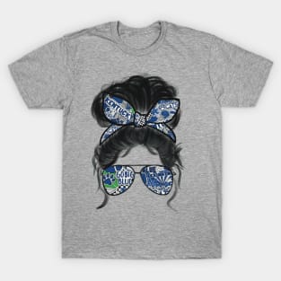 Girl messy bun Silhouette Sunglasses Kentucky Design T-Shirt